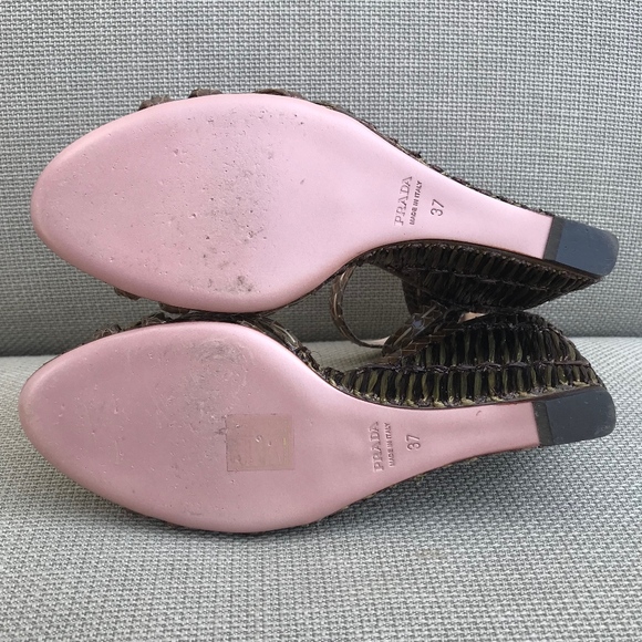 Prada Green Wedge Sandals - Picture 6 of 6